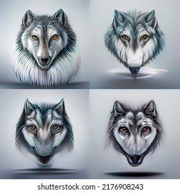 Portrait Of A Wolf, Four High Definition Drawings In A Row