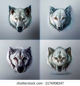 Portrait Of A Wolf, Four High Definition Drawings In A Row