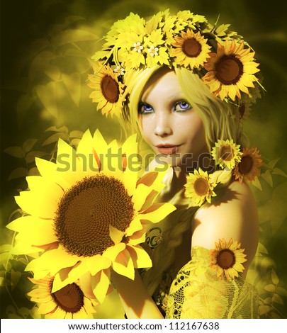 Similar – Young blonde woman posing with a huge daisy