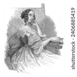 Portrait of a young lady, Jan Baptist Tetar van Elven, after Herman Frederik Carel ten Kate, 1849 Portrait of a young lady, seated transversely on a chair.
