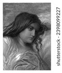 Portrait of a Young Woman with Long Dark Hair, Petrus Johannes Arendzen, after Jean Francois Portaels, 1856 - 1909
