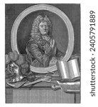 Portret van Sebastien Le Prestre de Vauban, Georg Paul Busch, after Hyacinthe Rigaud, 1707 - 1756, vintage engraved.