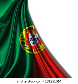 Portugal  Flag Fabric And White Background 