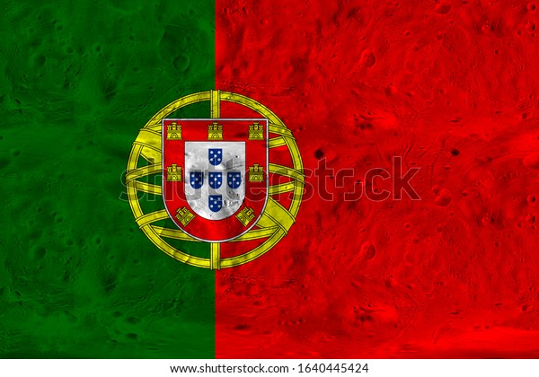 portugal flag\
overlaid with moon surface\
texture