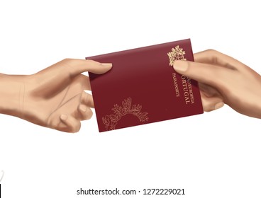 Portugal	Portuguese  Passport  Hand to hand Giving pass, Give passport