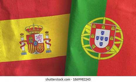 Portugal Spain Two Folded Flags Together Stock Illustration 1869982243 ...