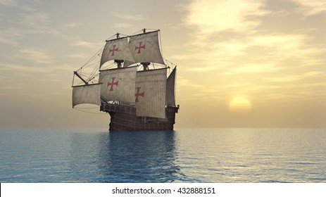 Portuguese caravel of the fifteenth century
Computer generated 3D illustration