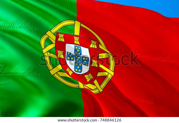 Portuguese Flag Flag Portugal 3d Waving Stock Illustration 748846126