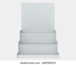 POS store steps isolated on grey background. 3d rendering - illustration