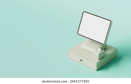 POS System Computer Mock up. 3D Rendering