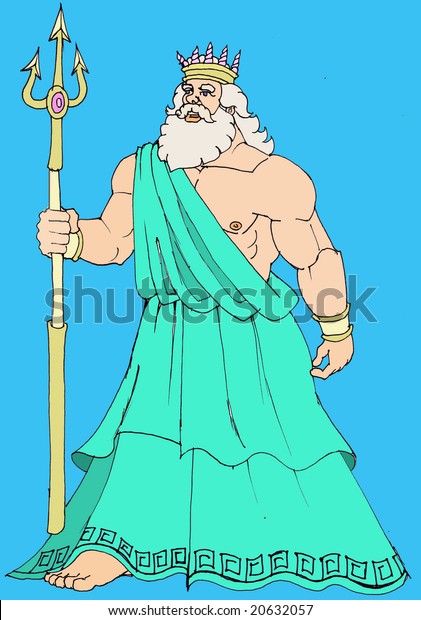 Poseidon On Blue Background Stock Illustration 20632057