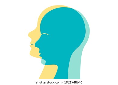 Positive Feel And Thinking Icon. Mental Health Illustration. Person Silhouette. 