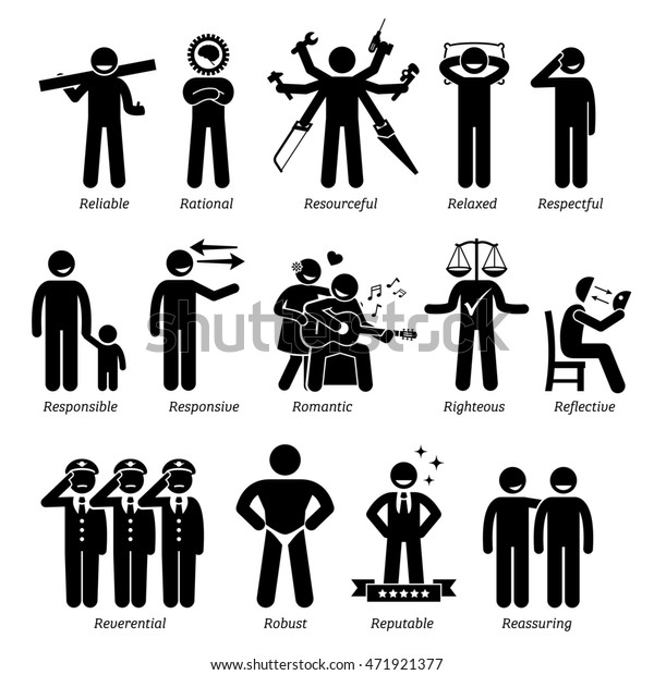 Positive Personalities Character Traits Stick Figures Stock ...