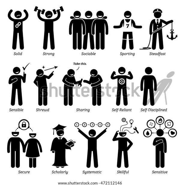 Positive Personalities Character Traits Stick Figures Stock ...