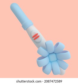 Positive Plastic Pregnancy Test, Cartoon. 3d Rendering