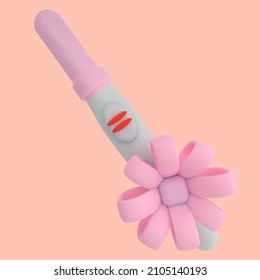 Positive Plastic Pregnancy Test, Cartoon. 3d Rendering