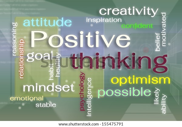 Positive Thinking Word Cloud On Virtual Stock Illustration 155475791 