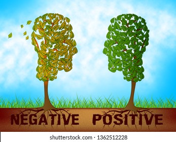 Positive Versus Negative Words Depicting Reflective State Of Mind. Motivation And Optimism Vs Pessimism - 3d Illustration