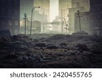 Post apocalypse destroyed city street