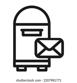 Post Box Or Letter Box Icon. Mailbox Line Illustration