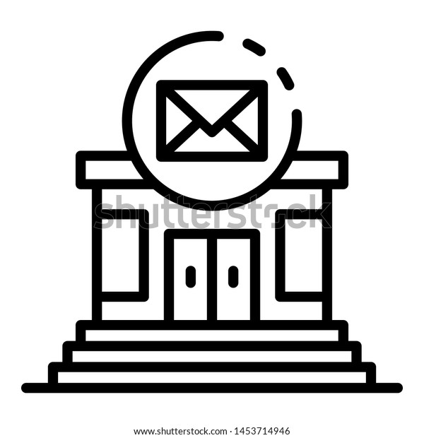 Post building icon. Outline post\
building icon for web design isolated on white\
background