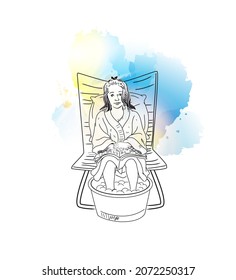 Post Covid Recovery Recreation Health Care Tips Tricks And Beauty Wellness Self Grooming Sketch Drawing. A Girl Women In Robe Relaxing At A Spa