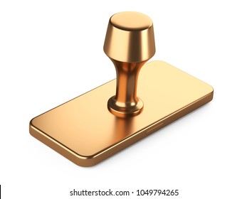 Postal Golden Rubber Seal Stamp. 3d Illustration Isolated Over A White.