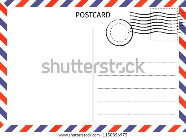 Postcard.\
Air Mail. Postal card illustration for design. Travel card design.\
Postcard on white background. Raster\
version.