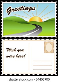 POSTCARD, Greetings, Wish You Were Here!  Full Size Postcard, Front And Back (8.5