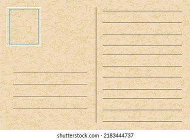 Postcard With  Paper Texture. Antique Postcard Template. Postal Card Design. Blank Post Card Stock Illustration.