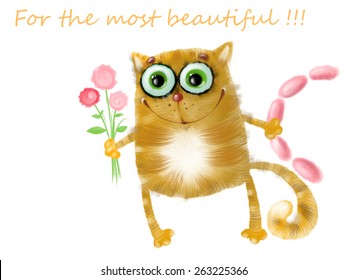 Postcard Red Cat