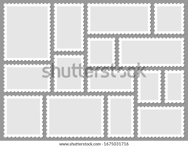 はがきスタンプの枠 空の郵便切手 空の消印 および四角形の枠セット 郵便のステッカーコレクションを削除します コピー用スペースと各種の長方形の郵便切手 のイラスト素材