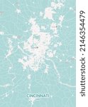 Poster Cincinnati - Ohio map.Road map. Illustration of Cincinnati - Ohio streets. Transportation network. Printable poster format.