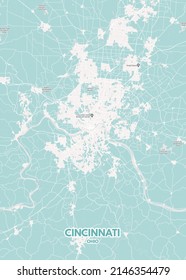 Poster Cincinnati - Ohio Map.Road Map. Illustration Of Cincinnati - Ohio Streets. Transportation Network. Printable Poster Format.