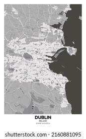 Poster Dublin - Ireland Map. Illustration Of Dublin - Ireland Streets. Road Map. Transportation Network.