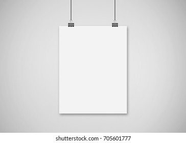 Poster Mock-up, Mock-up Template On Isolated White Background, Ready For Your Design, 3D Illustration.