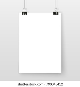 Poster On Binder Clips Horizontal Paper Stock Illustration 790845412 ...