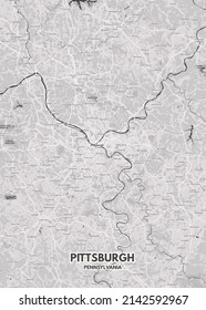 Poster Pittsburgh - Pennsylvania map.Road map. Illustration of Pittsburgh - Pennsylvania streets. Transportation network. Printable poster format.