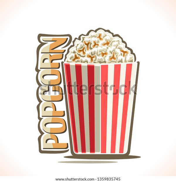 Poster Popcorn Red Striped Cardboard Bucket のイラスト素材