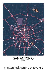 Poster San Antonio Texas Maproad Map Stock Illustration 2144991781 