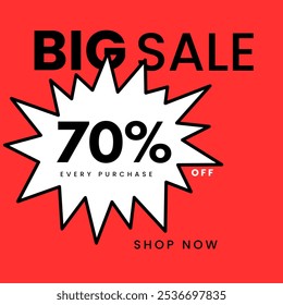 Poster for Showcase Clearence Sale. Big sale. Shop Now. Seventy percent OFF. - Powered by Shutterstock