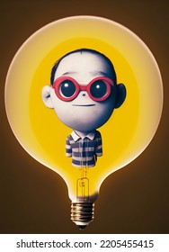 Poster With Talented Little Genius Child To Illustrate Gifted Education, With Smart And Scientific Looking Child, Glasses And Shirt, 3d Illustration