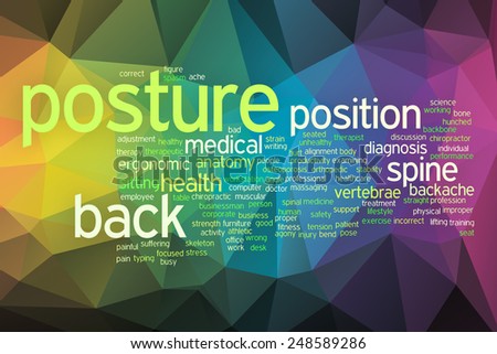 Posture concept word cloud  on a low poly background with polygons