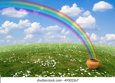 A Pot With The Rainbow