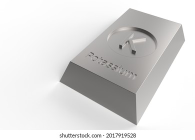 Potassium Element On A White Background. 3D Rendering