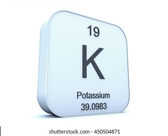 Potassium Element On White Square Icon 3D Rendering