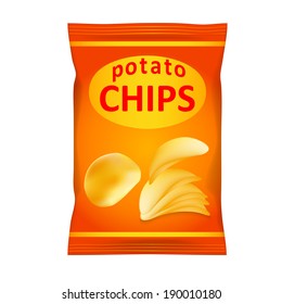 Potato Chips Bag Isolated On White