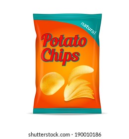 Potato Chips Bag Isolated On White