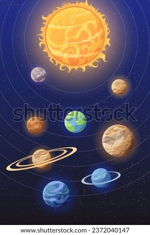 potrait solar system flat illustration 