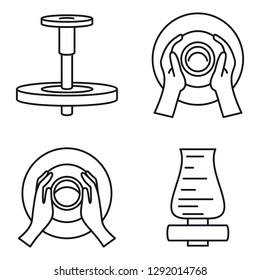 Potters Wheel Icon Set. Outline Set Of Potters Wheel Icons For Web Design Isolated On White Background